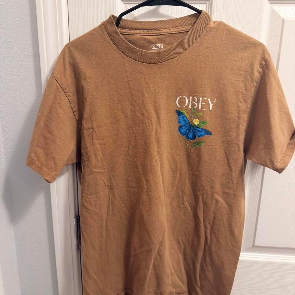 Obey Men's Tan and Brown T-shirt